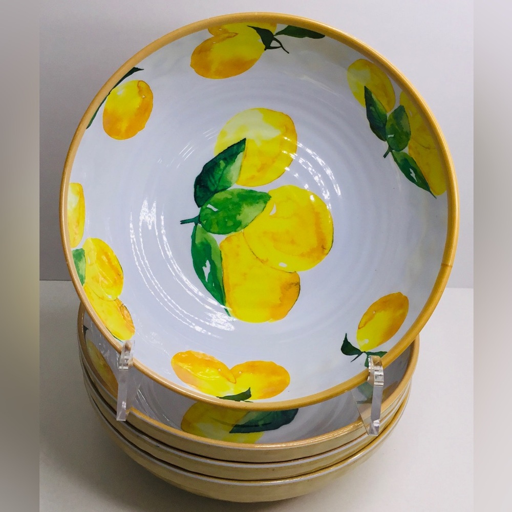 4 Salad Bowls The Farmhouse Rachel Ashwell Melamine 8” Lemons New